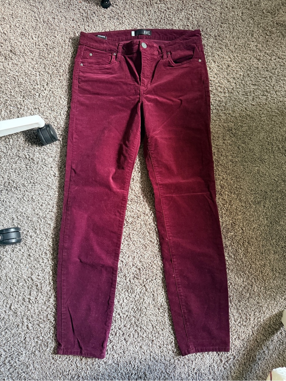 Kut from the Kloth High-Waist Slim Corduroy Pants - Deep Wine size 12 - Picture 2 of 7